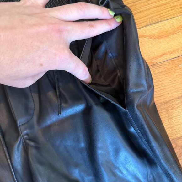 Mango Faux Leather Tapered Pants with Elastic Waistband and Drawstring - Picture 3 of 7